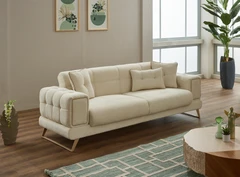 Триместен разтегателен диван Роза, Бежов, Кадифе, 245х85х85см